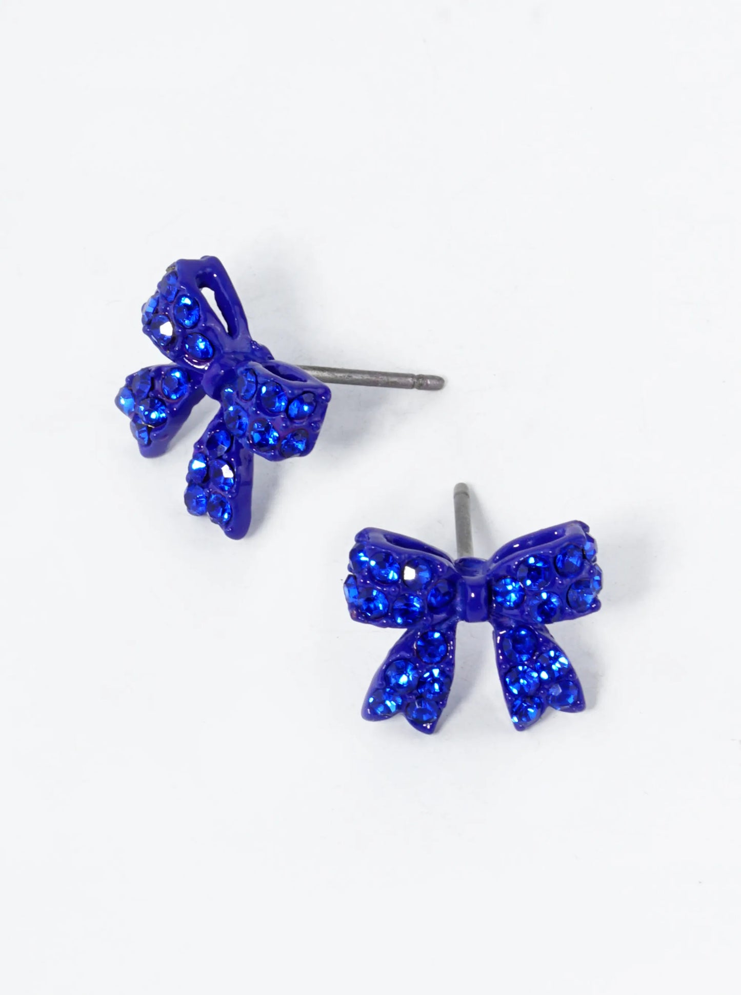 Small Colored Pave Bow Stud Earring