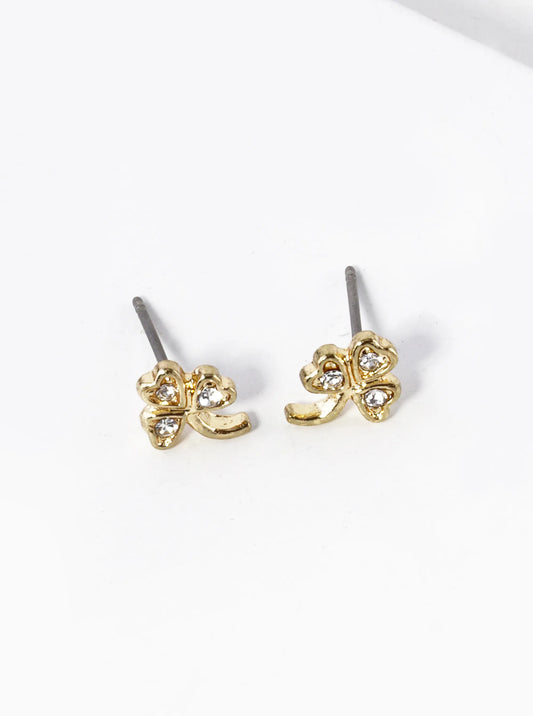 Mini Crystal Pave Clover Stud