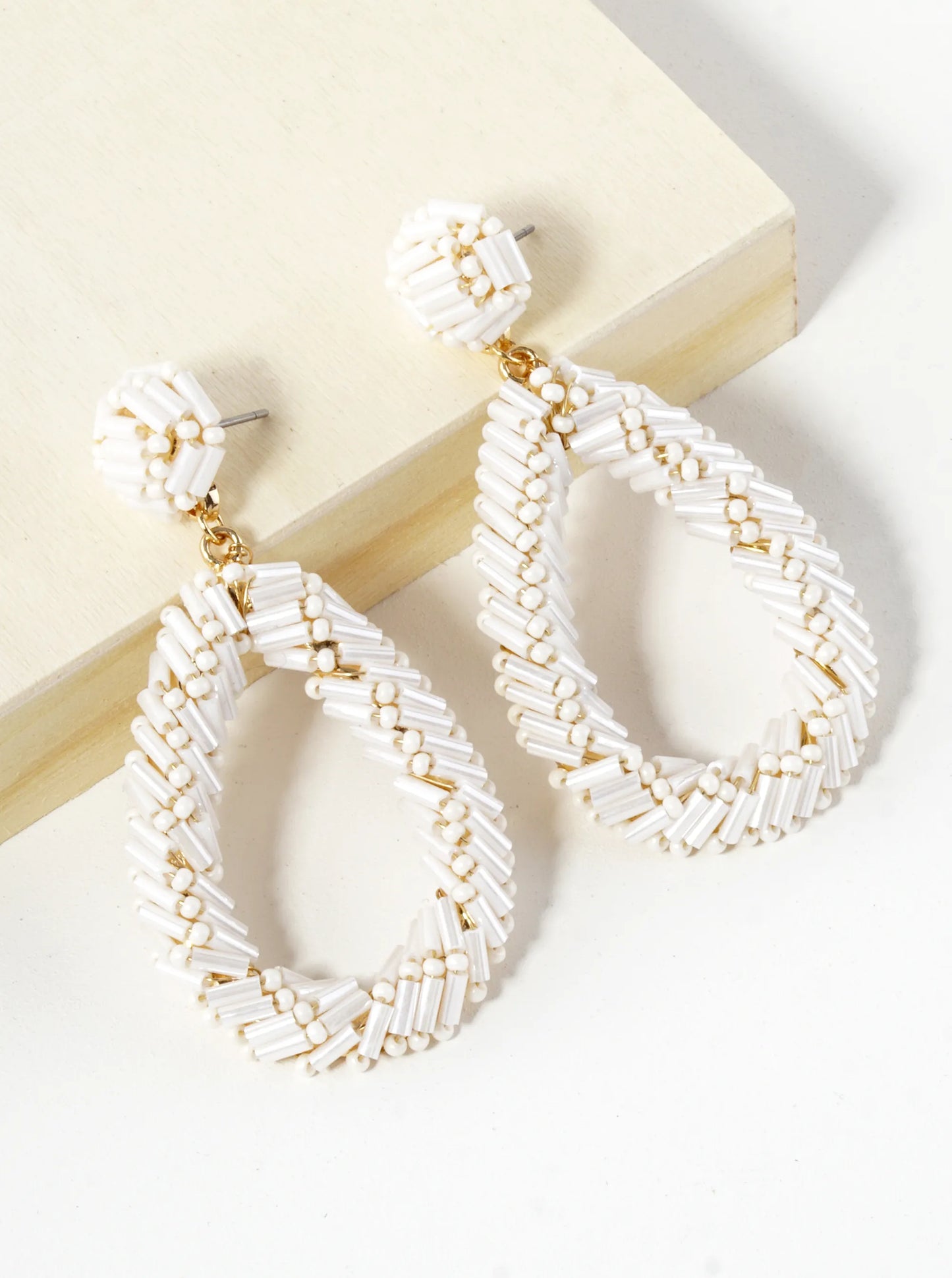 Tube Seed Bead Cluster Teardrop Earring