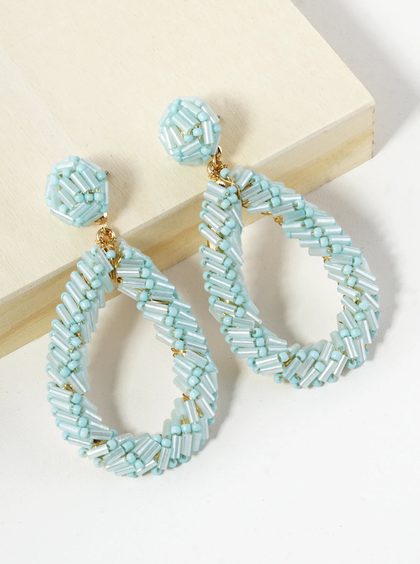 Tube Seed Bead Cluster Teardrop Earring