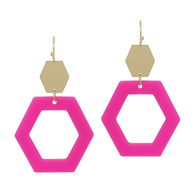 Open Acrylic Hexagon Earring