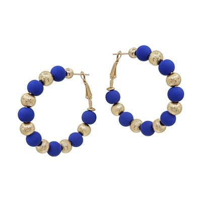 Clay Ball + Gold Bead Latch Hoop Earring