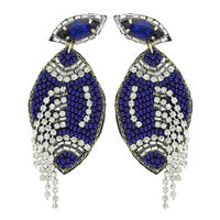 Jeweled Fringe Beaded Football Earring