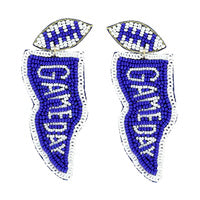 Football Game Day Flag Beaded Earring