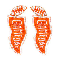 Football Game Day Flag Beaded Earring