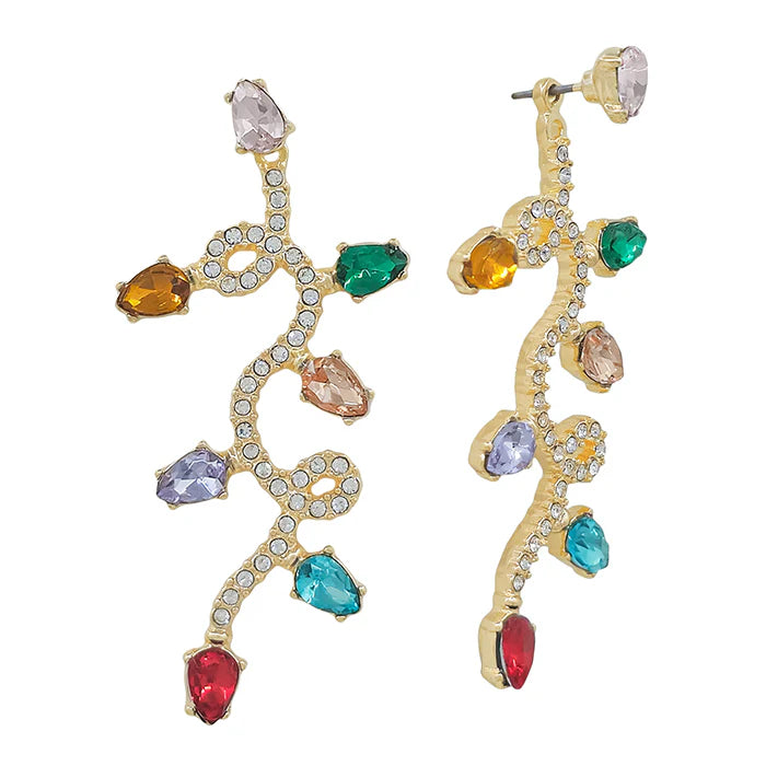 Rhinestone Christmas Light Strand Earrings