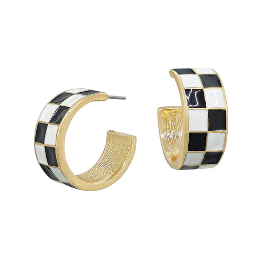Gameday Checkered Small Hoop Earring