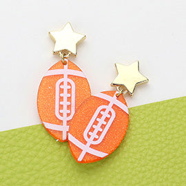 Star Glittered Football Dangle Earring