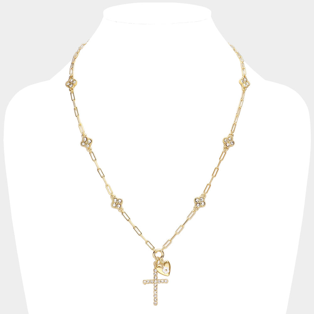 Cross Heart Charm Necklace