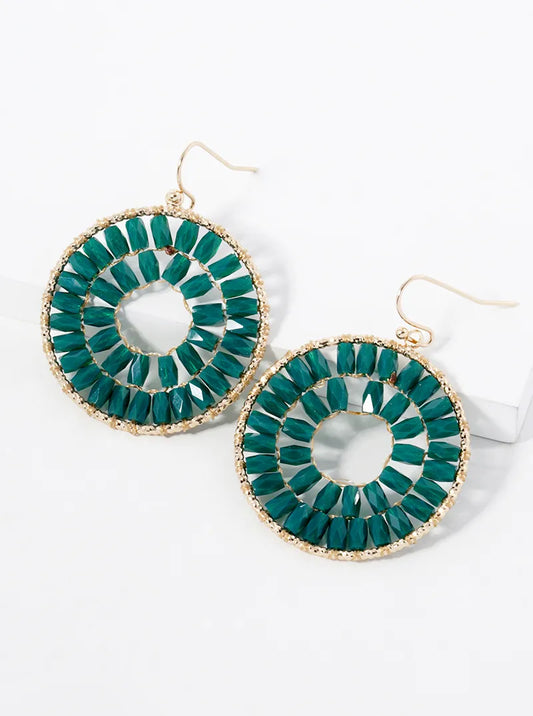 Faceted Glass Bead Circle Earring