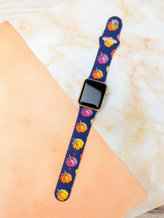 Fall Multi Pumpkin Silicone Watch Band