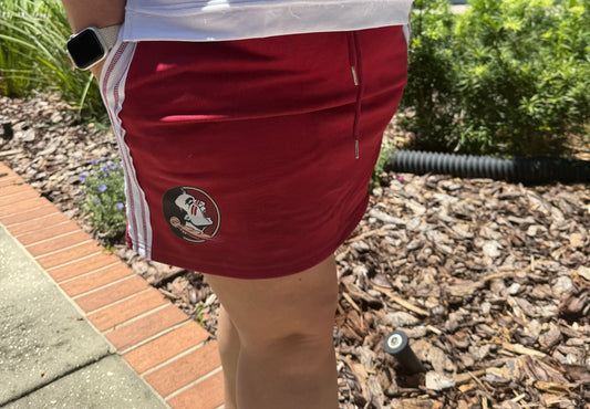 Reverse Stitching Elastic Waist Skirt - Garnet