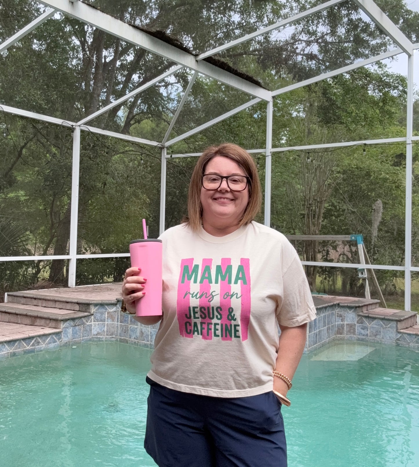 Mama Runs on Jesus & Caffeine Boxy Tee