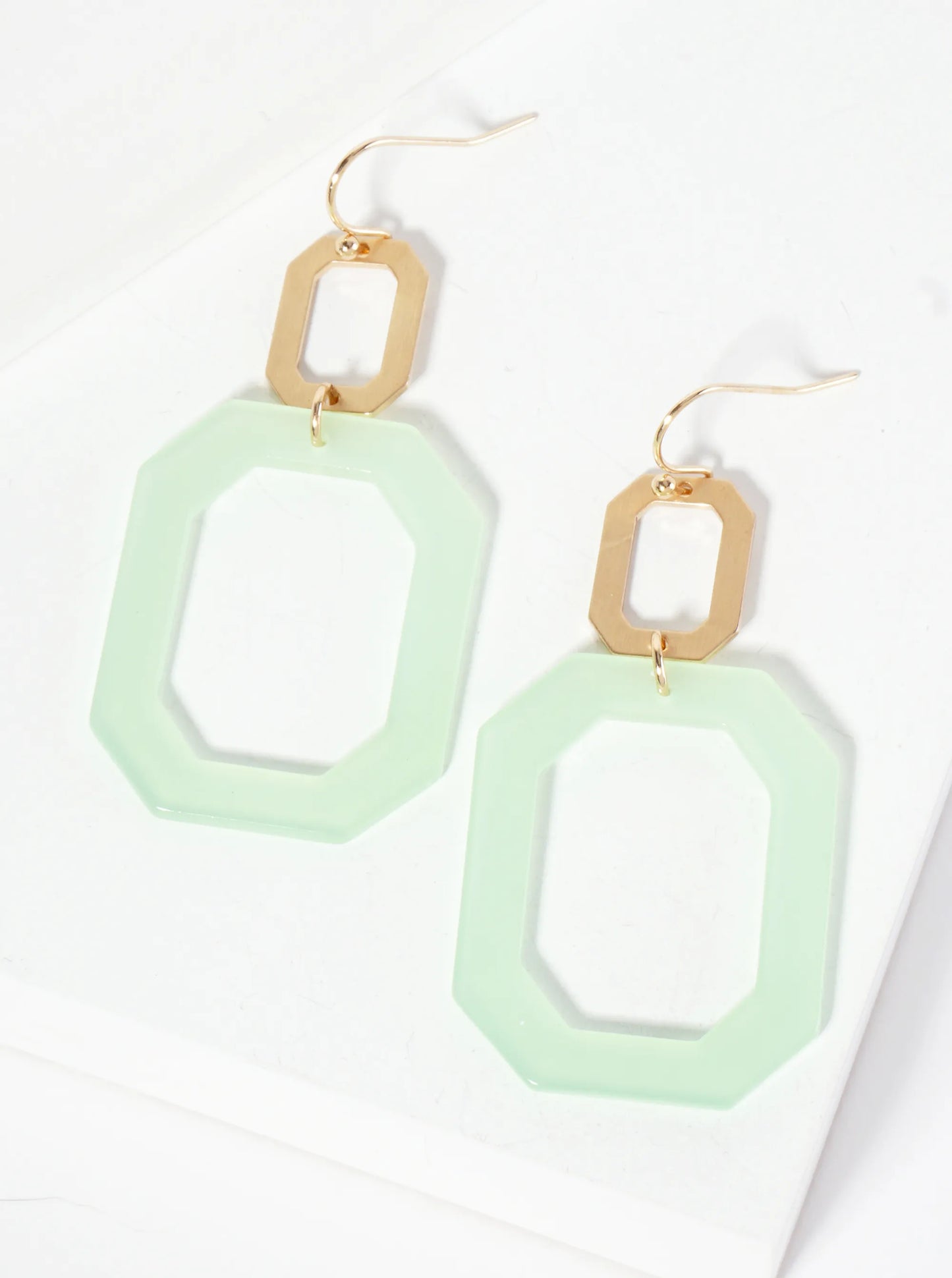 Acetate Geo Octagon Drop Earring