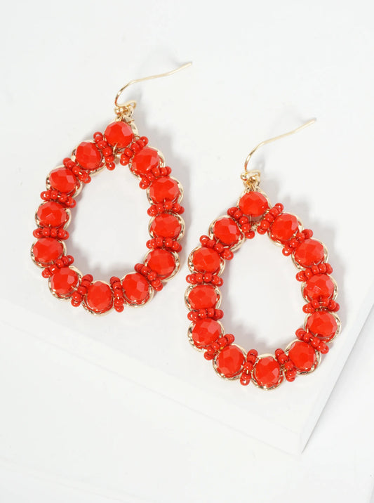 Glass Bead Open Teardrop Earring