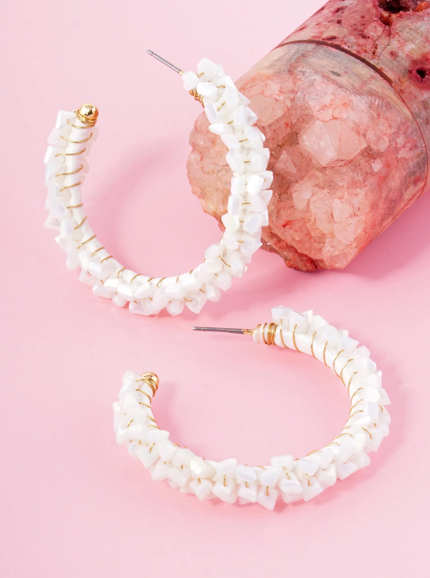 Crystal Bead Wrapped Hoop Earring