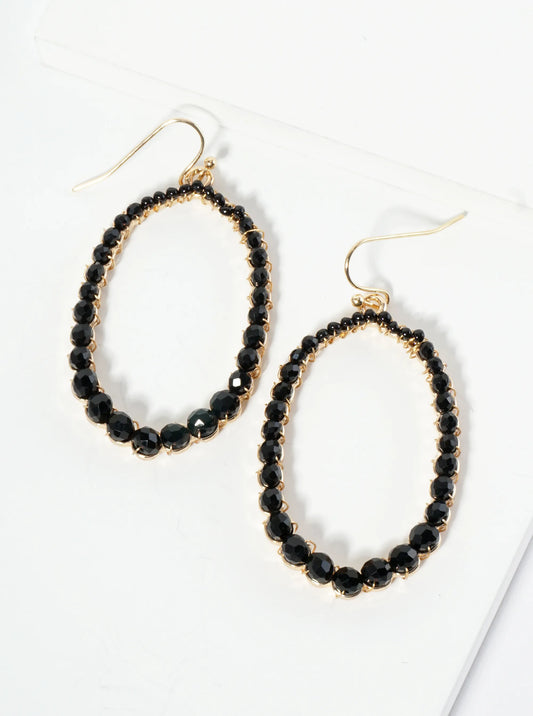 Graduated Glass Bead Long Hexagon Earrings