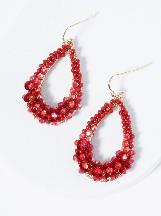 Graduated Glass Bead Teardrop Earring