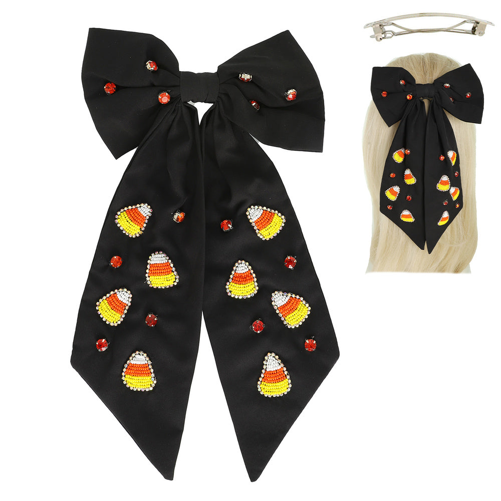 Candy Corn Ribbon Bow Clip