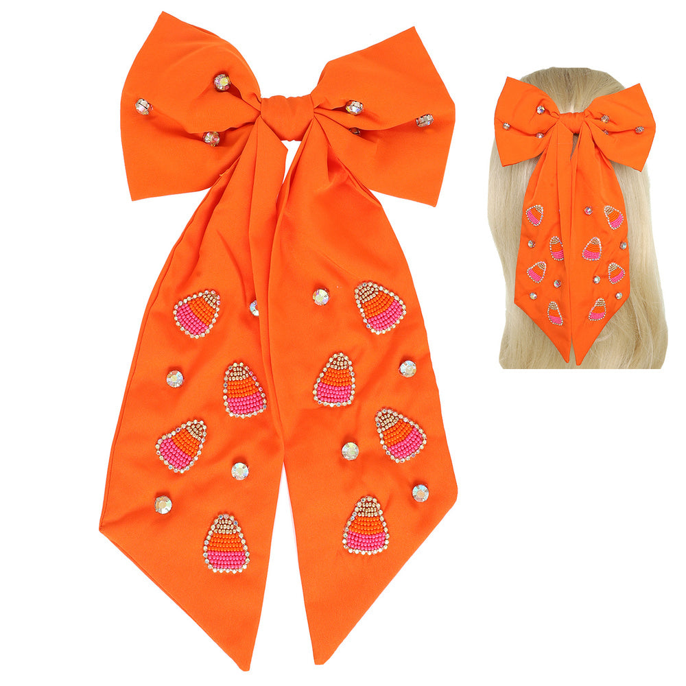 Candy Corn Ribbon Bow Clip