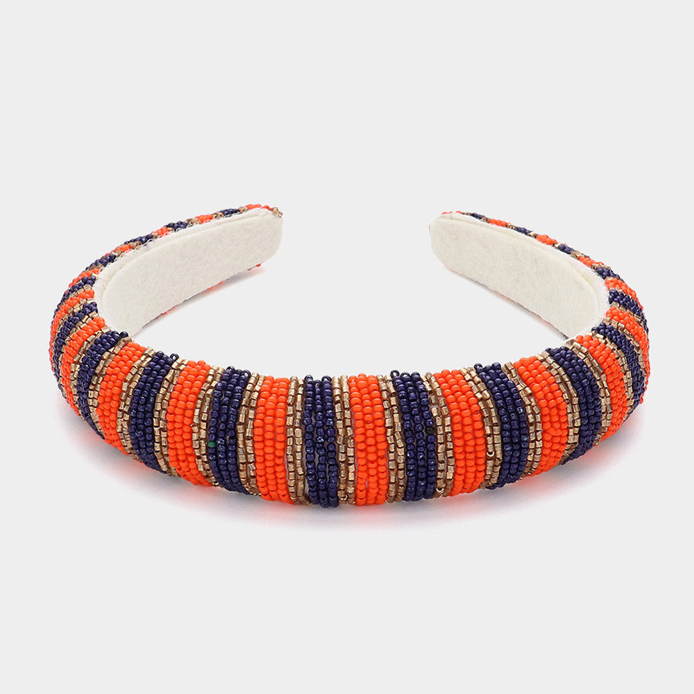 Game Day Seed Bead Striped Headband