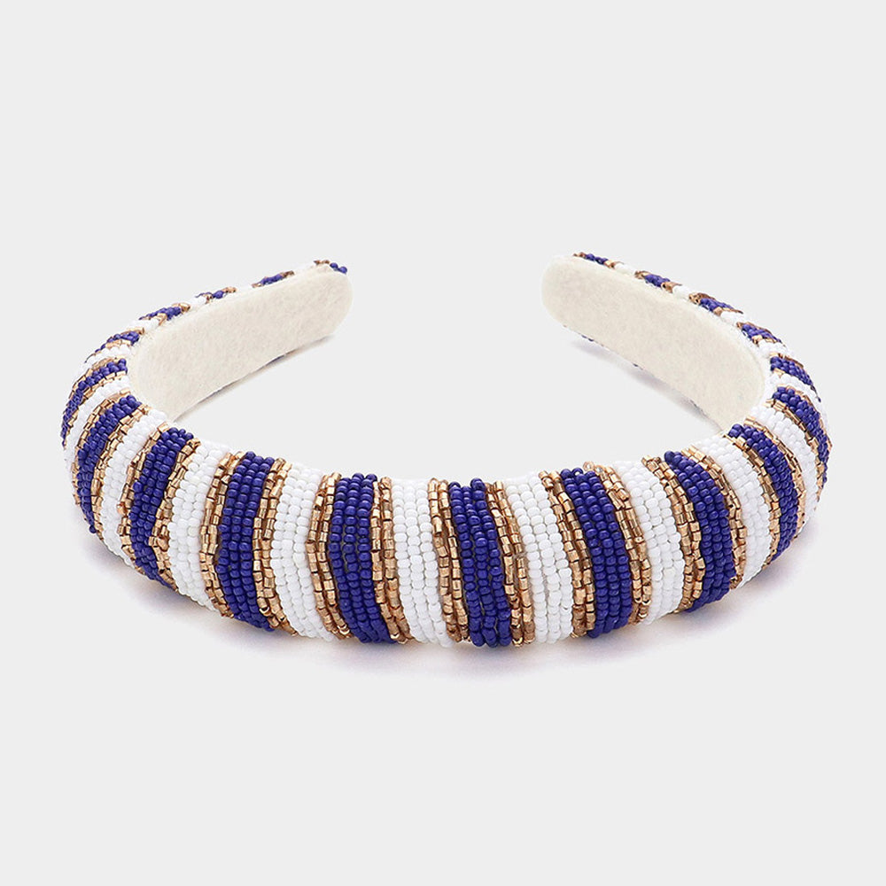 Game Day Seed Bead Striped Headband