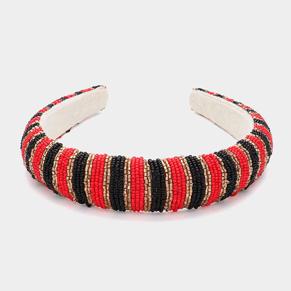 Game Day Seed Bead Striped Headband