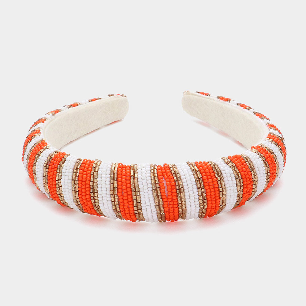 Game Day Seed Bead Striped Headband