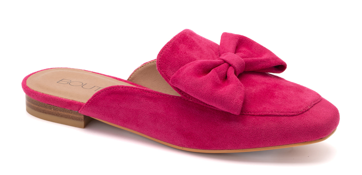 Sueded Bow Slip On Mule