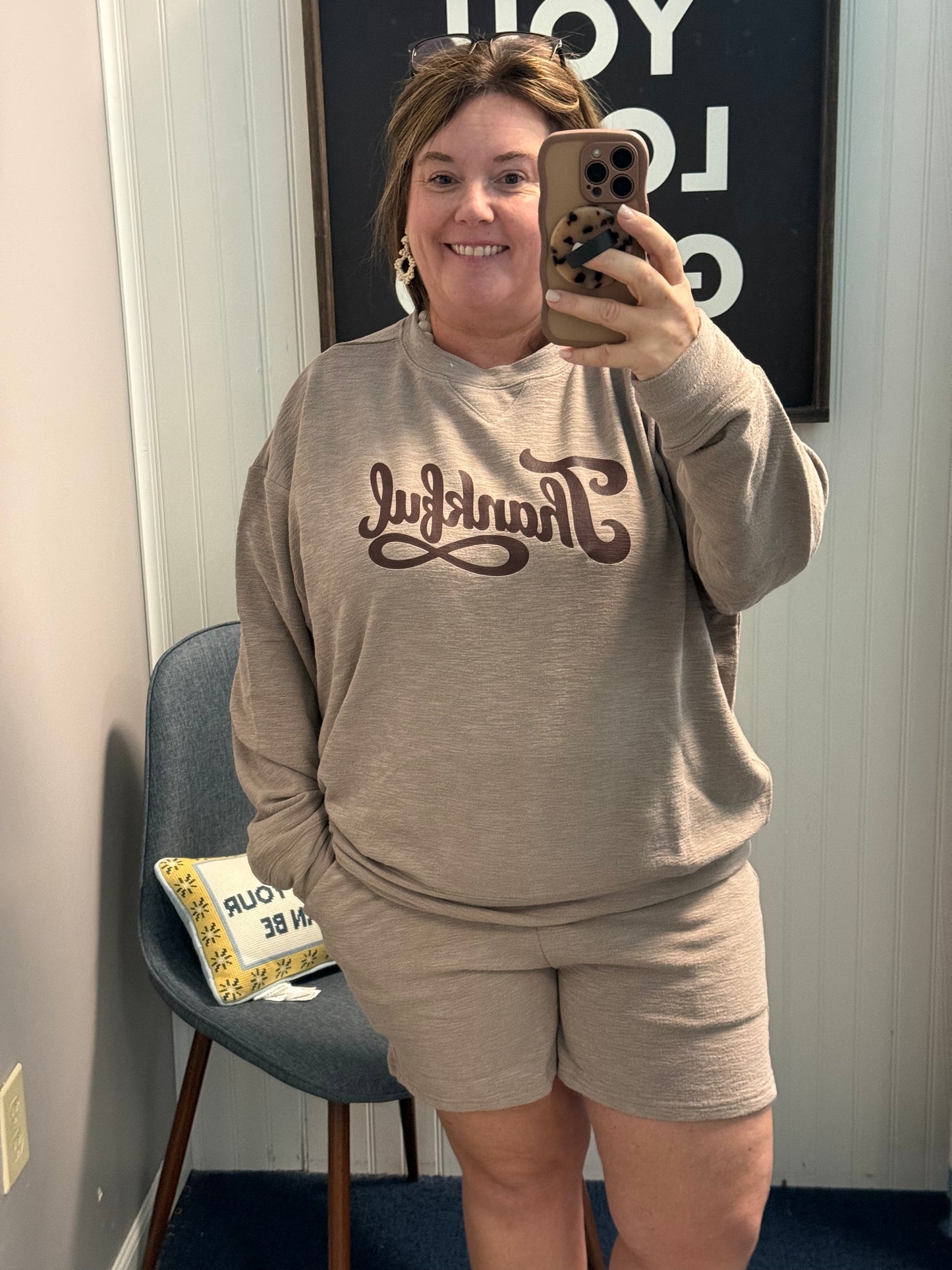Thankful Mocha Slub Pullover Set