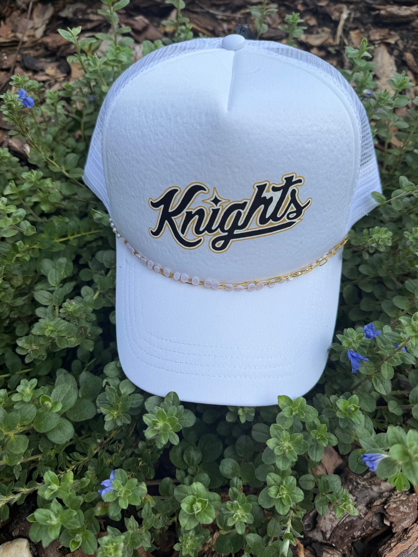 Knights Script Trucker hat with Chain Accent
