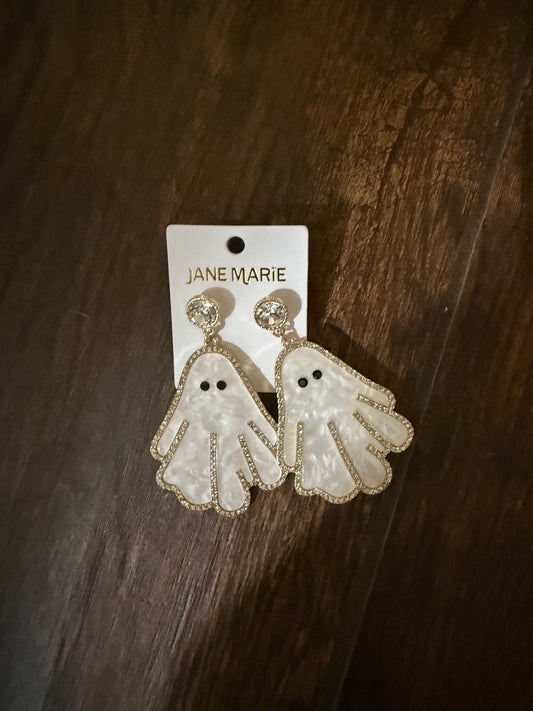 Ghost with Clear Crystal Post & Accents Earrings