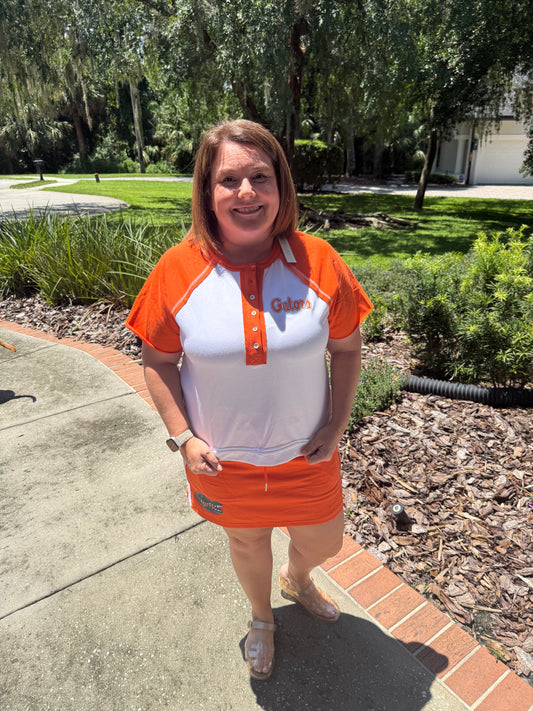 Raglan Short Sleeve Color Block Top - Orange