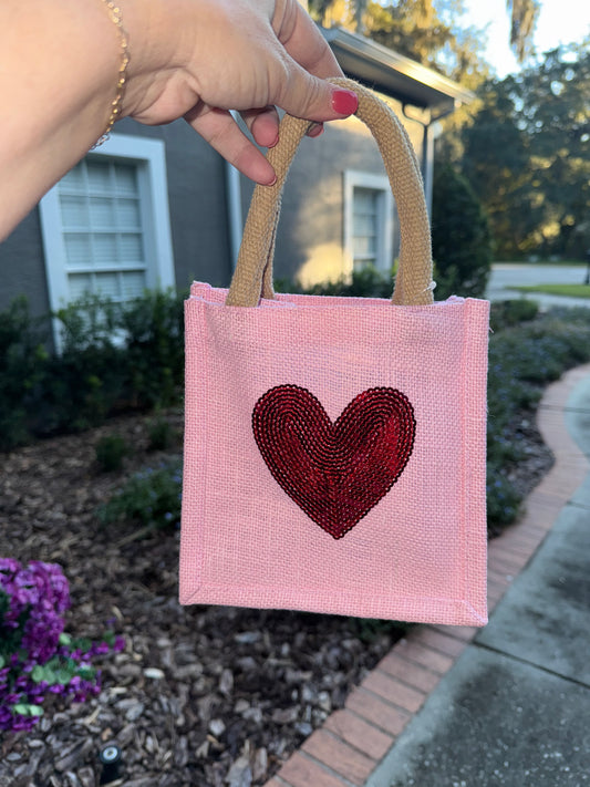 Heart Sequin Petite Gift Tote