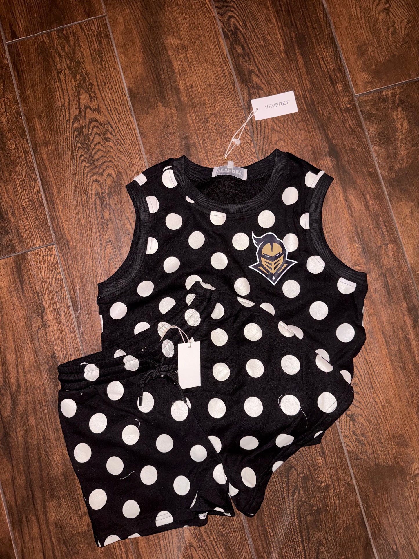 Black Polka Dot Lounge Set with Knightro