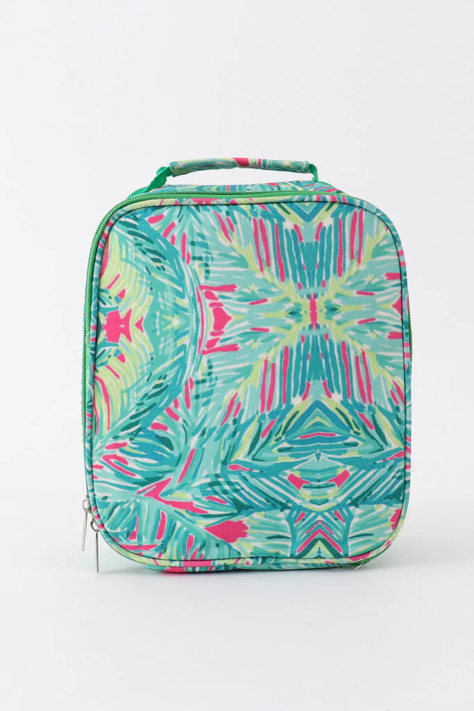 Green Abstract Print Lunch Box W/ Personalization