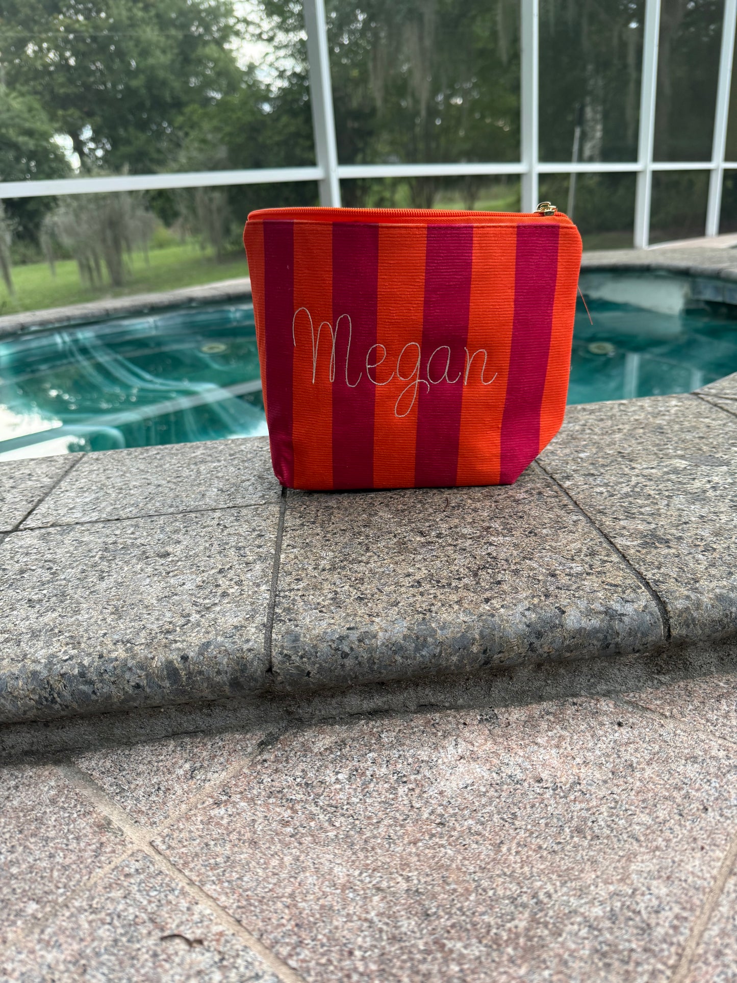 Striped Tassel Makeup Pouch with Personalization