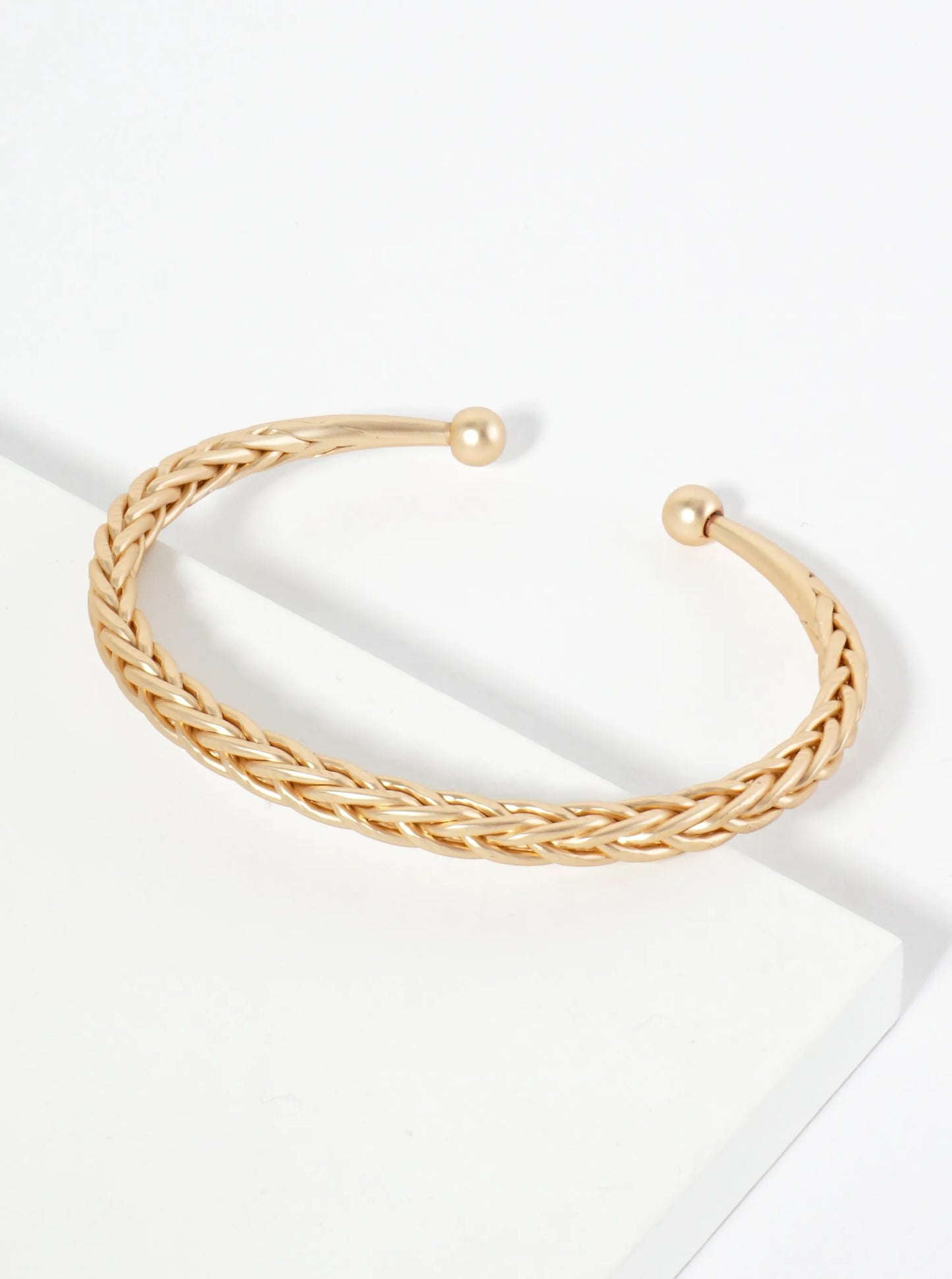 Braided Wire Open Cuff Bracelet-Gold