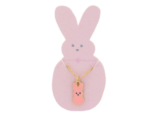 Pink Glitter Enamel Bunny Necklace
