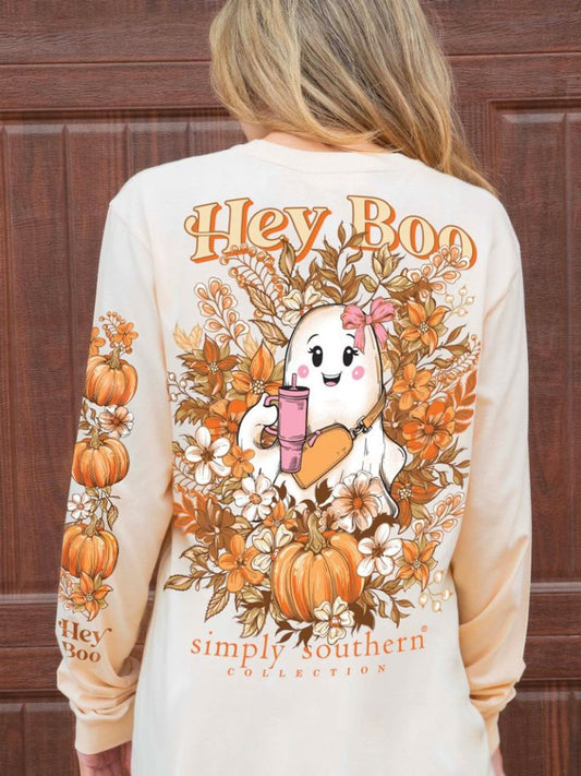 Simply Southern Boo Long Sleeve T-Shirt-Whisper