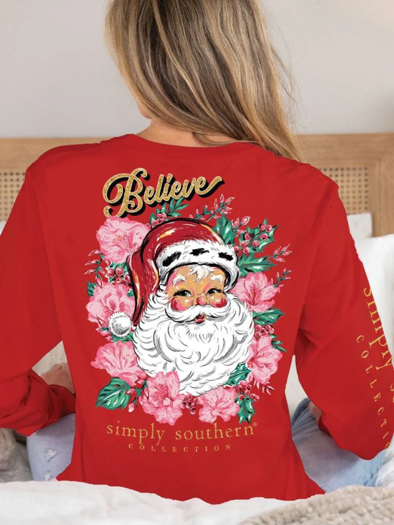 Floral Santa Long Sleeve T-Shirt By Simply Southern