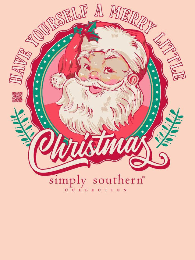 Retro Santa Long Sleeve T-Shirt By Simply Southern- Creme