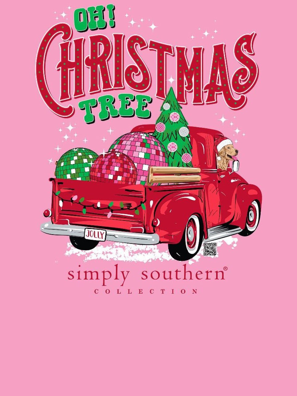 Xmas Truck Long Sleeve T-Shirt By Simply Southern- Flamingo