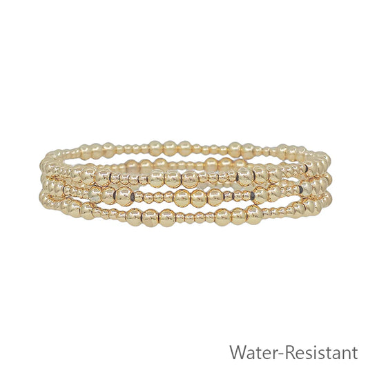 Small Gold Ball Bead Bracelet Set