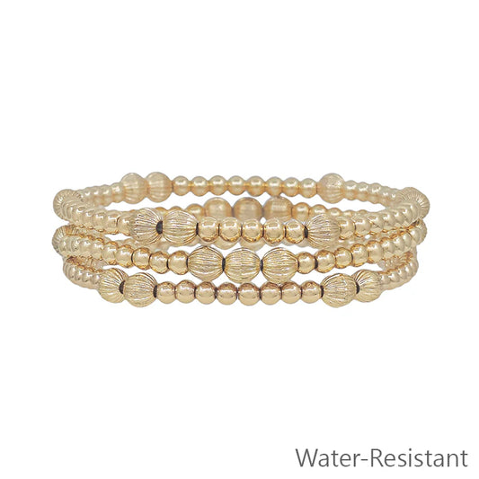 Gold Disco Ball Bead Bracelet Set