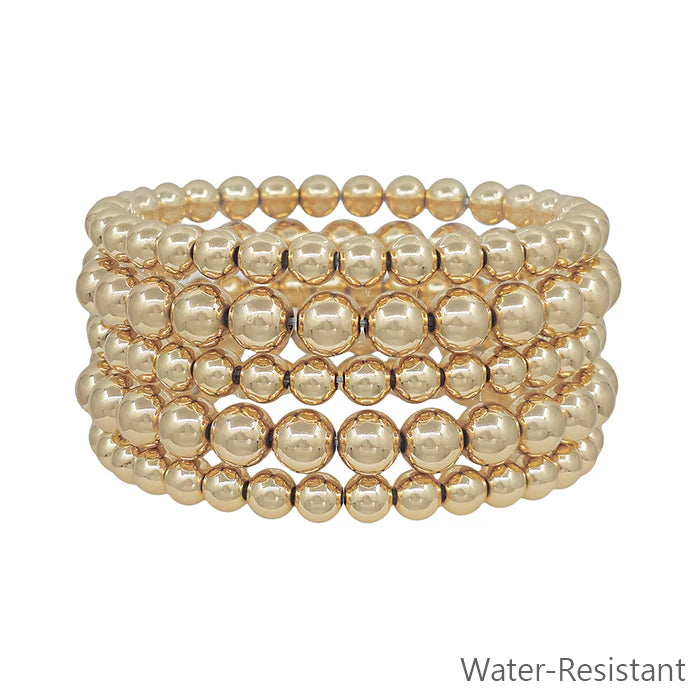 Hollow Gold Stackable Beaded Bracelet Set