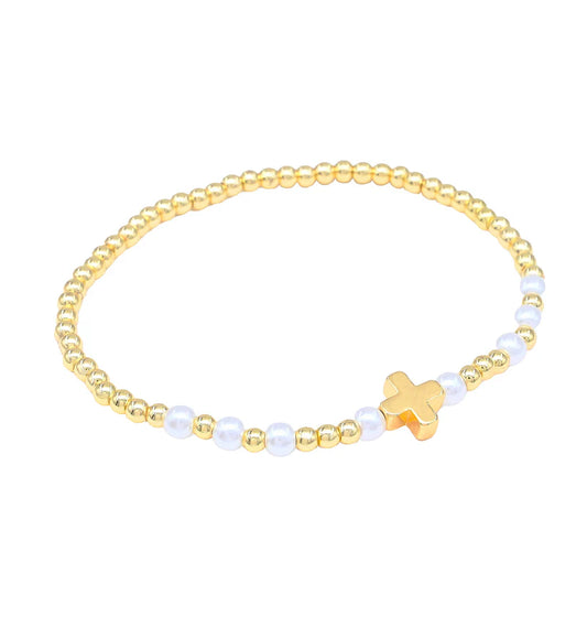 Single Cross & Pearl Bracelet