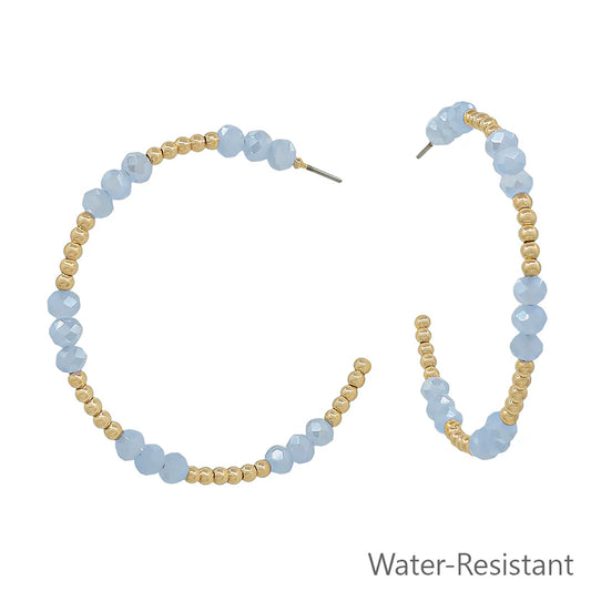 Crystal & Gold Beaded Hoop Earring