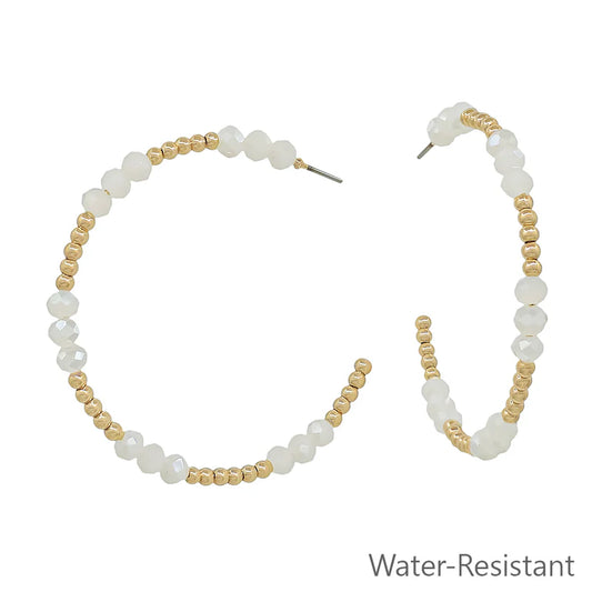 Crystal & Gold Beaded Hoop Earring