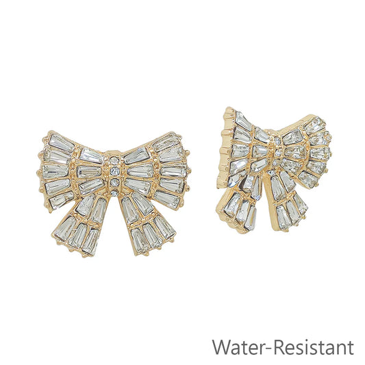Rhinestone Baguette Bow Post Earrings